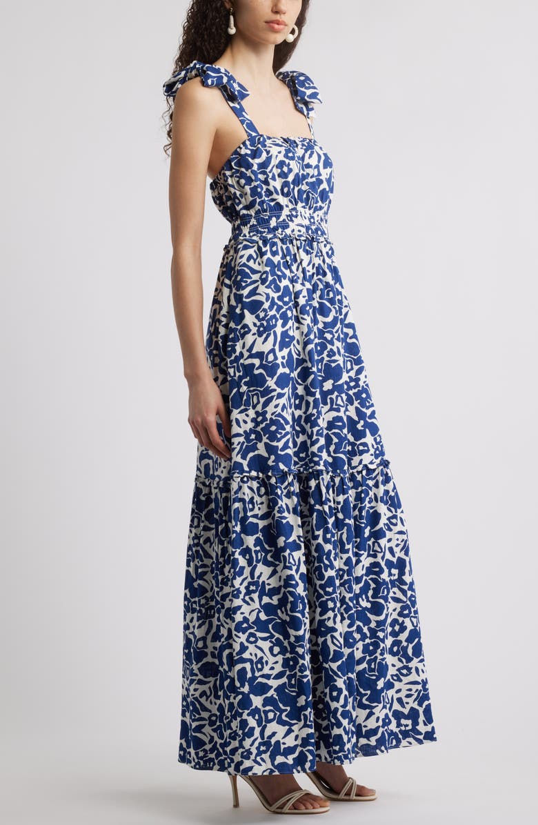 Chelsea28 Tie Strap Floral Print Maxi Dress, Alternate, color, Ivory- Blue Jackie Floral