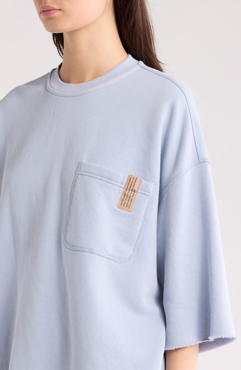 Lunya Silksweats<sup>™</sup> Reversible Crop Pajama Top, Alternate, color, Welkin Blue