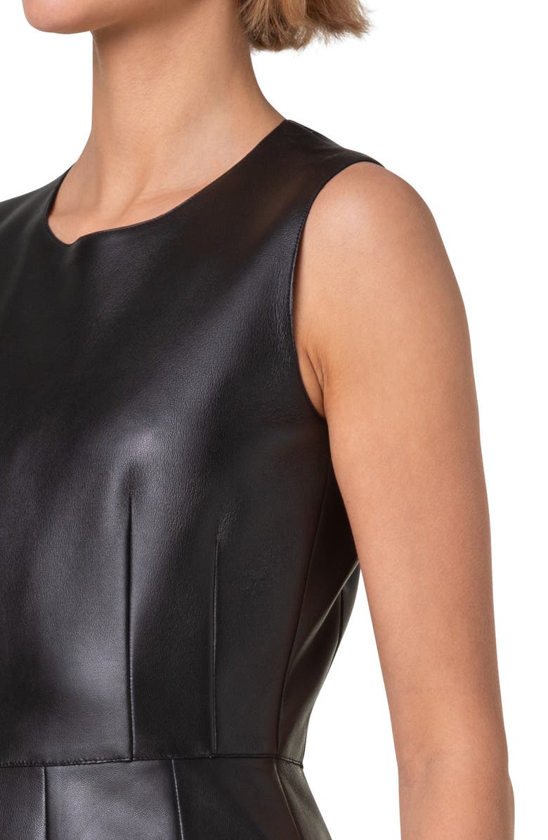 Akris Sleeveless Leather Fit & Flare Dress, Alternate, color, 