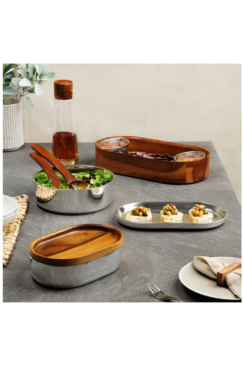 Oblong Nest Chip & Dip Set, Alternate, color, BROWN