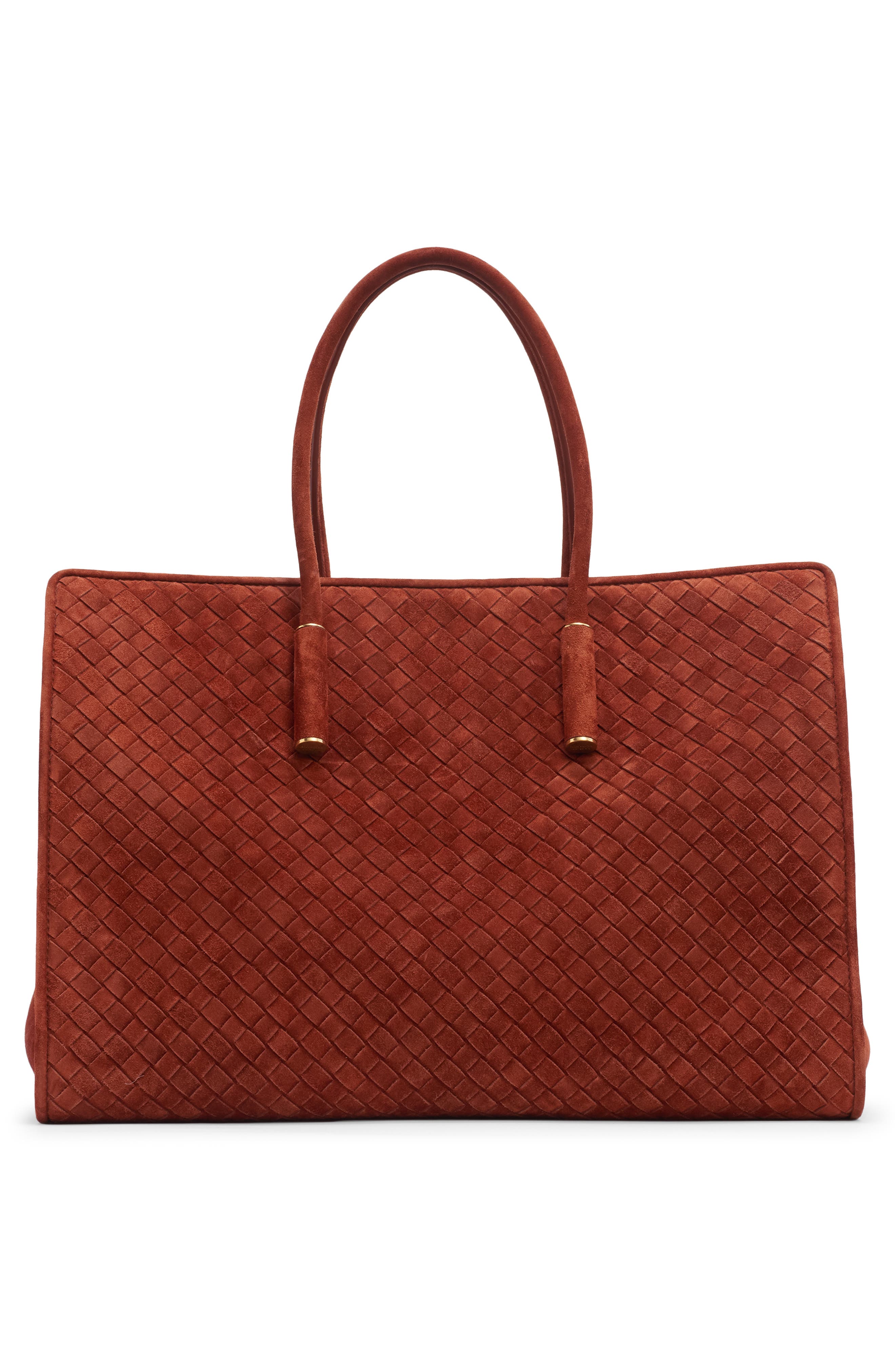 Barbara Intrecciato Suede Tote, Alternate, color, 8761 RUST-BRASS VIBRATO