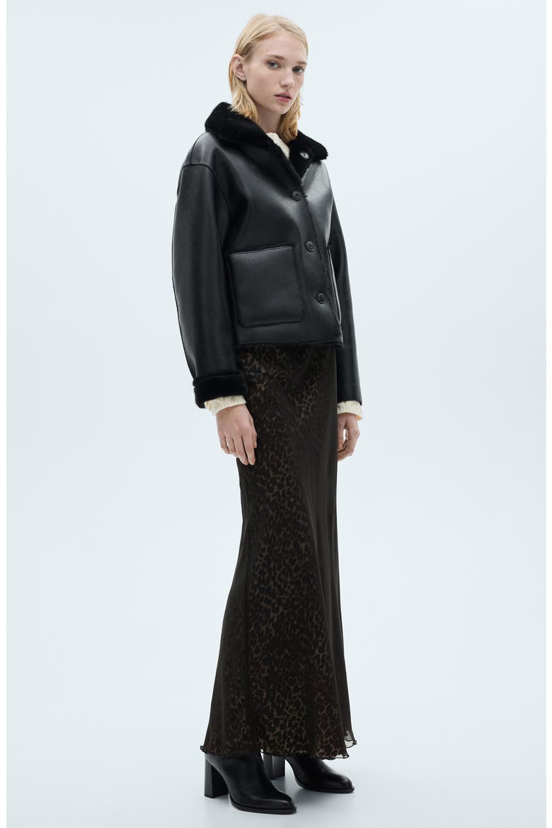 Rocio Leopard Print Maxi Skirt, Alternate, color, BLACK