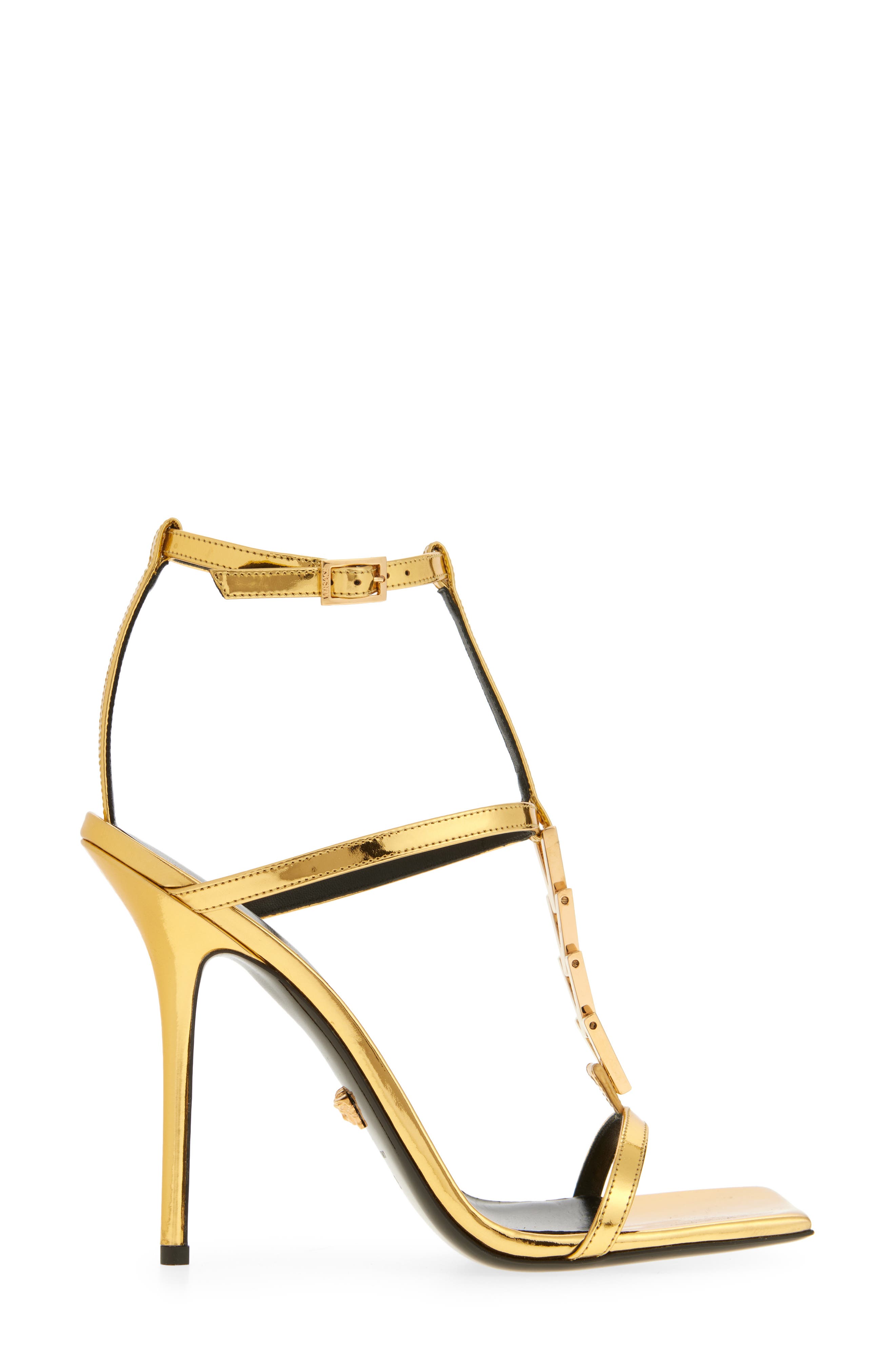 Versace V2025 Chain Metallic Sandal, Alternate, color, 