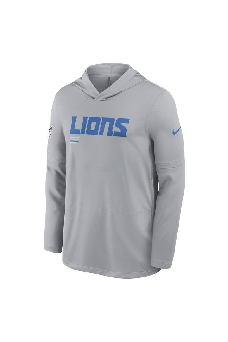Men's Nike Gray Detroit Lions Sideline Pure Fury Performance Long Sleeve Hoodie T-Shirt, Alternate, color, Gray