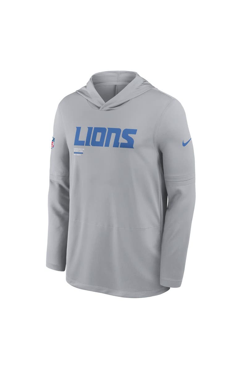 Nike Men's Nike Gray Detroit Lions Sideline Pure Fury Performance Long Sleeve Hoodie T-Shirt, Alternate, color, Gray