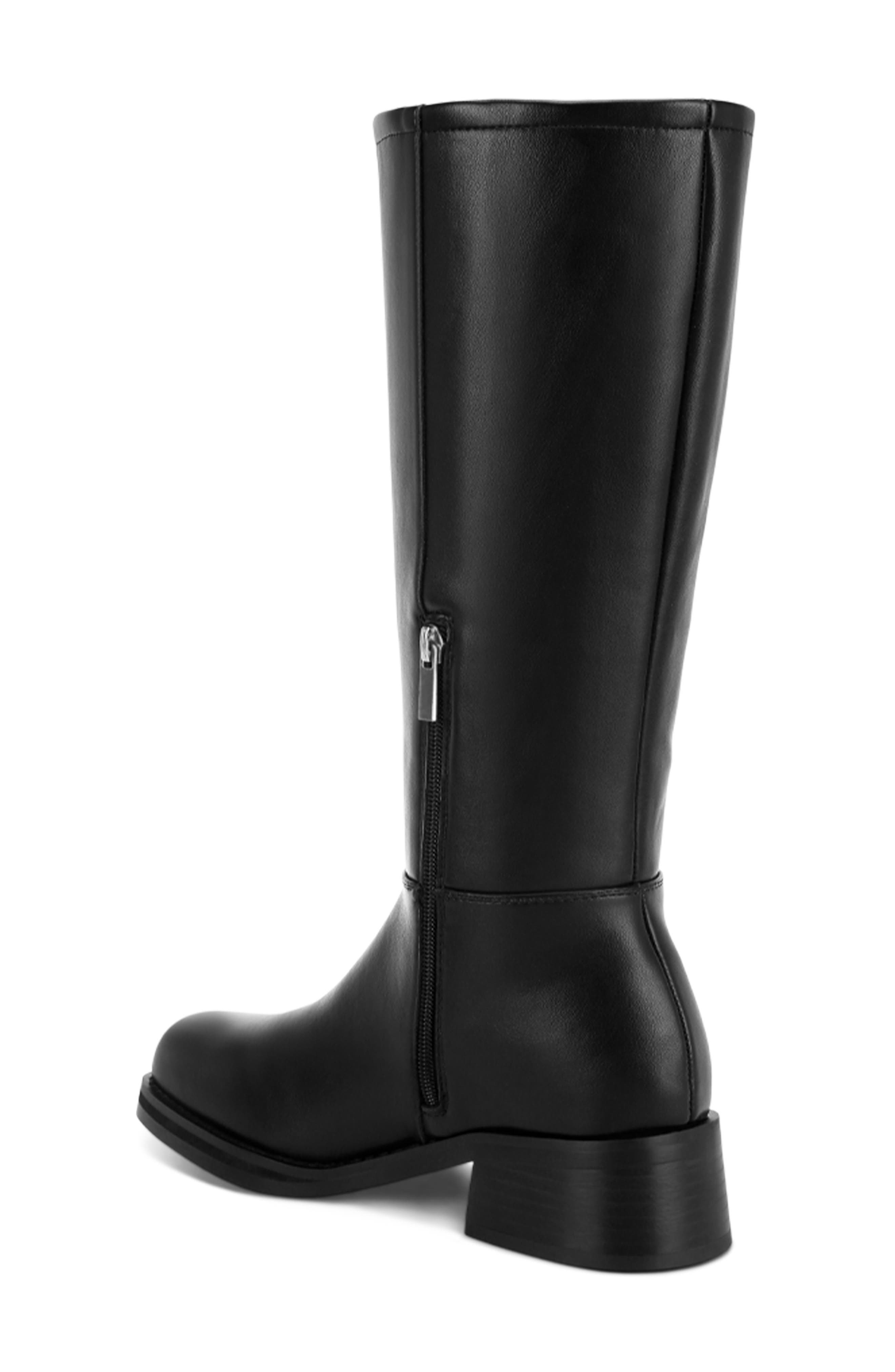 Golda Faux Leather Knee High Boot, Alternate, color, BLACK