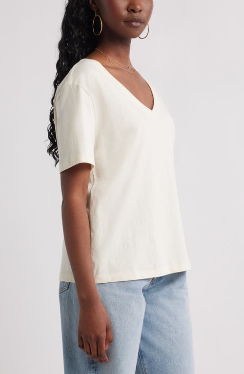 Treasure & Bond Core Cotton V-neck T-shirt In White