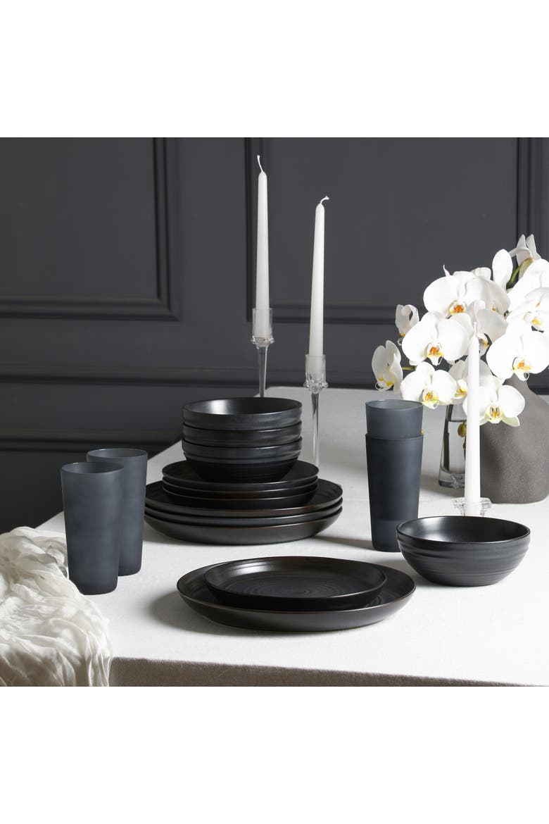 Elio 32-Piece Dinnerware Set with Glassware, Service for 8, Alternate, color, Black