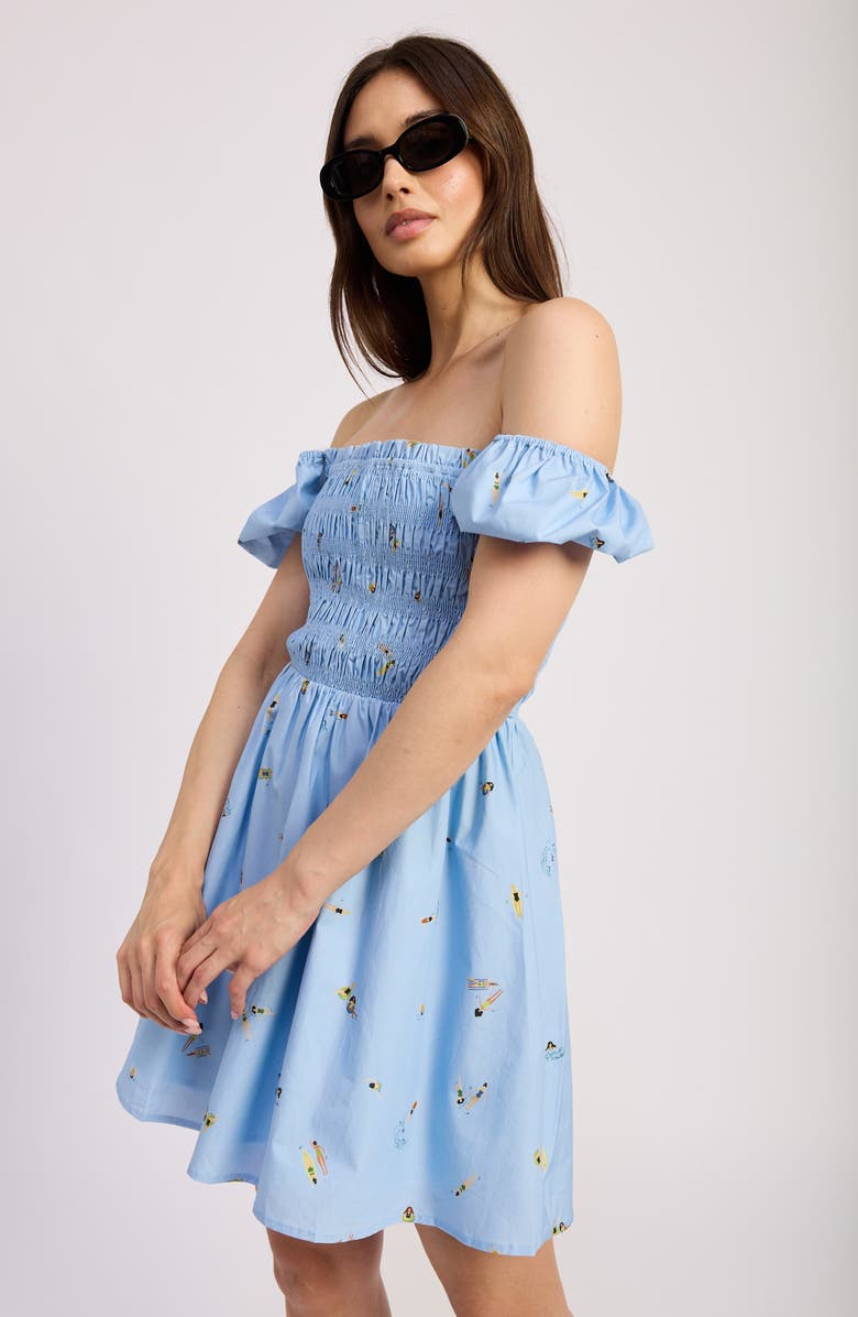 En Saison Zoey Off the Shoulder Minidress, Alternate, color, Blue Multi