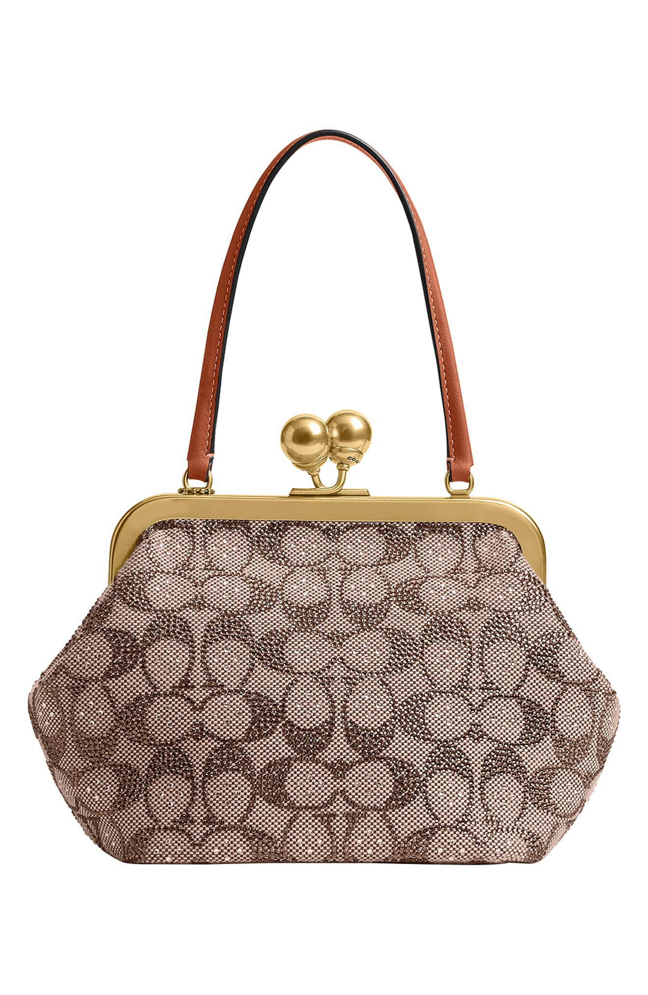 COACH Crystal Signature Jacquard Frame Clutch, Alternate, color, 