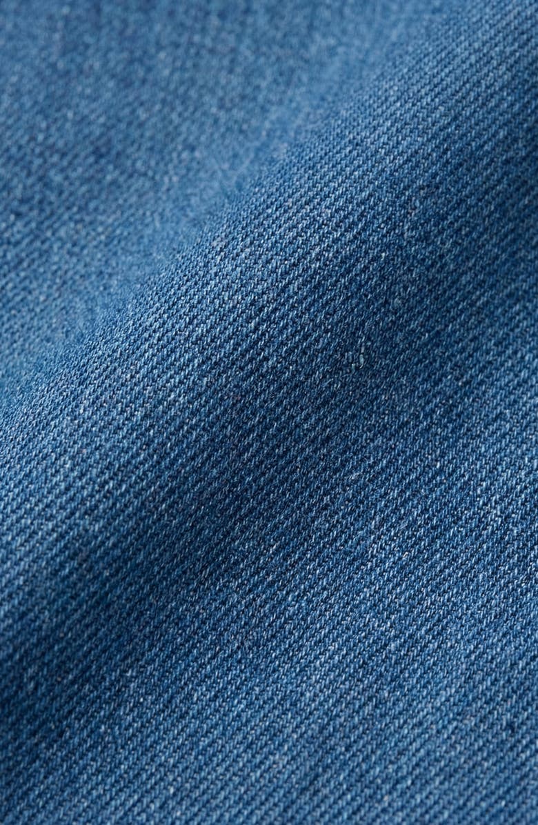 Modenaire Denim Ruffle Collar Shirt Dress, Alternate, color, Indigo