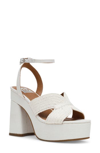 Dolce Vita Dv By Waylan Raffia Platform Ankle Strap Sandal In White