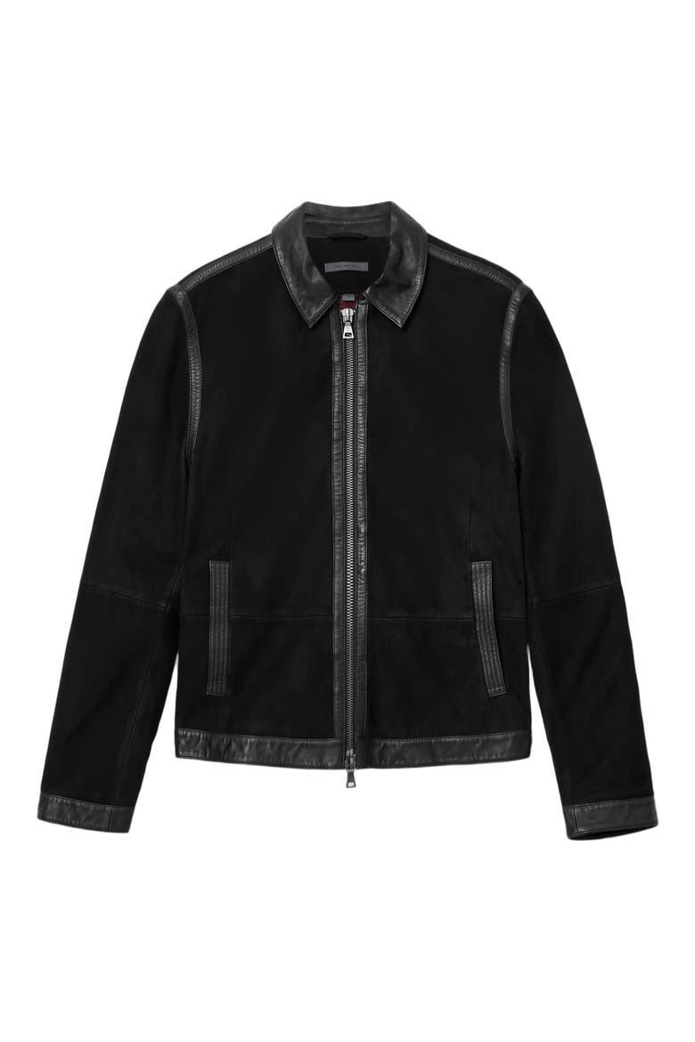 Jaxon Leather Trim Suede Jacket, Alternate, color, BLACK