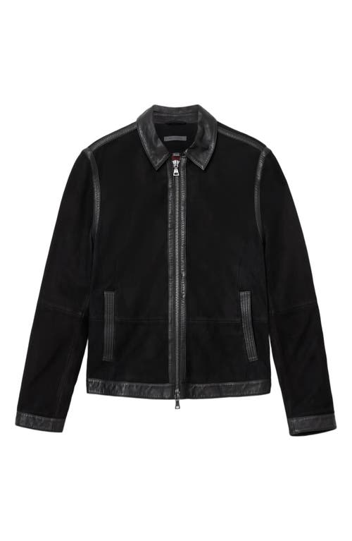John Varvatos Jaxon Leather Trim Suede Jacket In Black