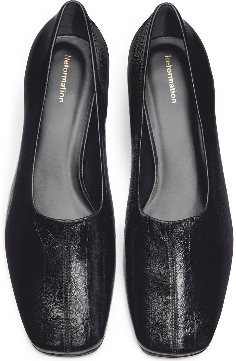 Reformation Inez Square Toe Pump, Alternate, color, Black Eel