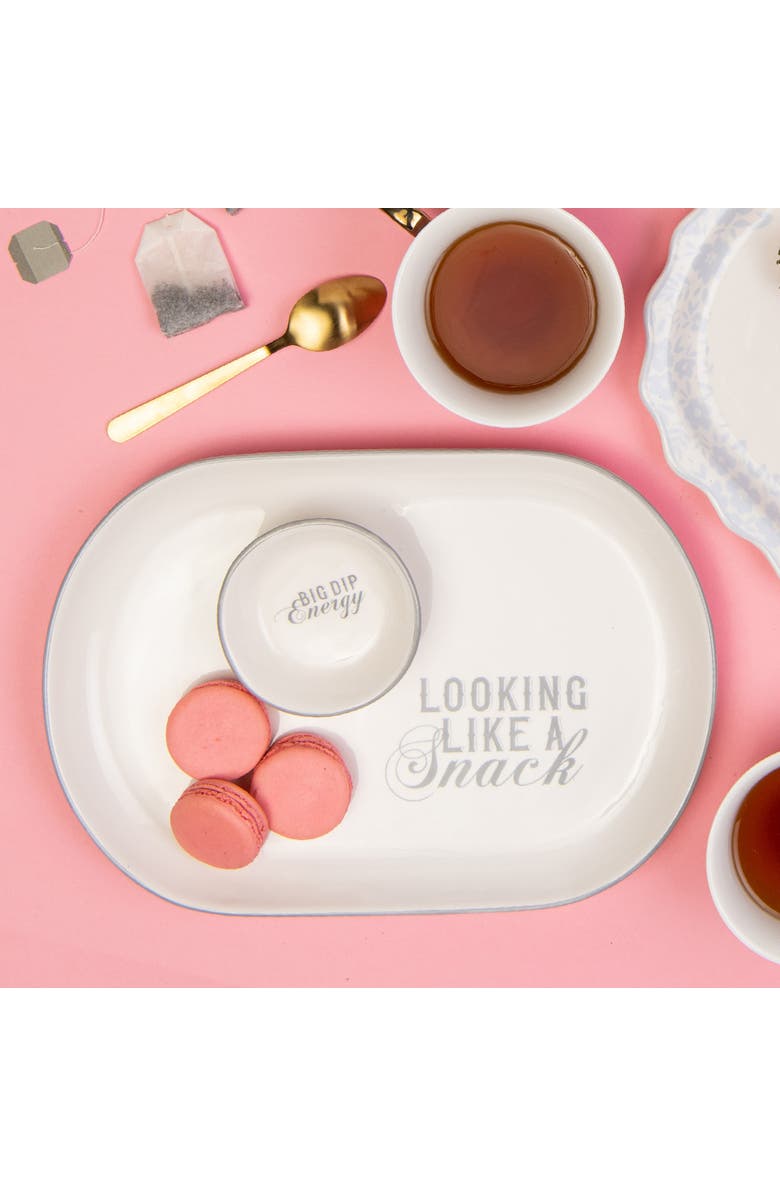 Totalee Gift Big Dip/Snack Chip & Dip Set of 2 Ceramic White, Alternate, color, White