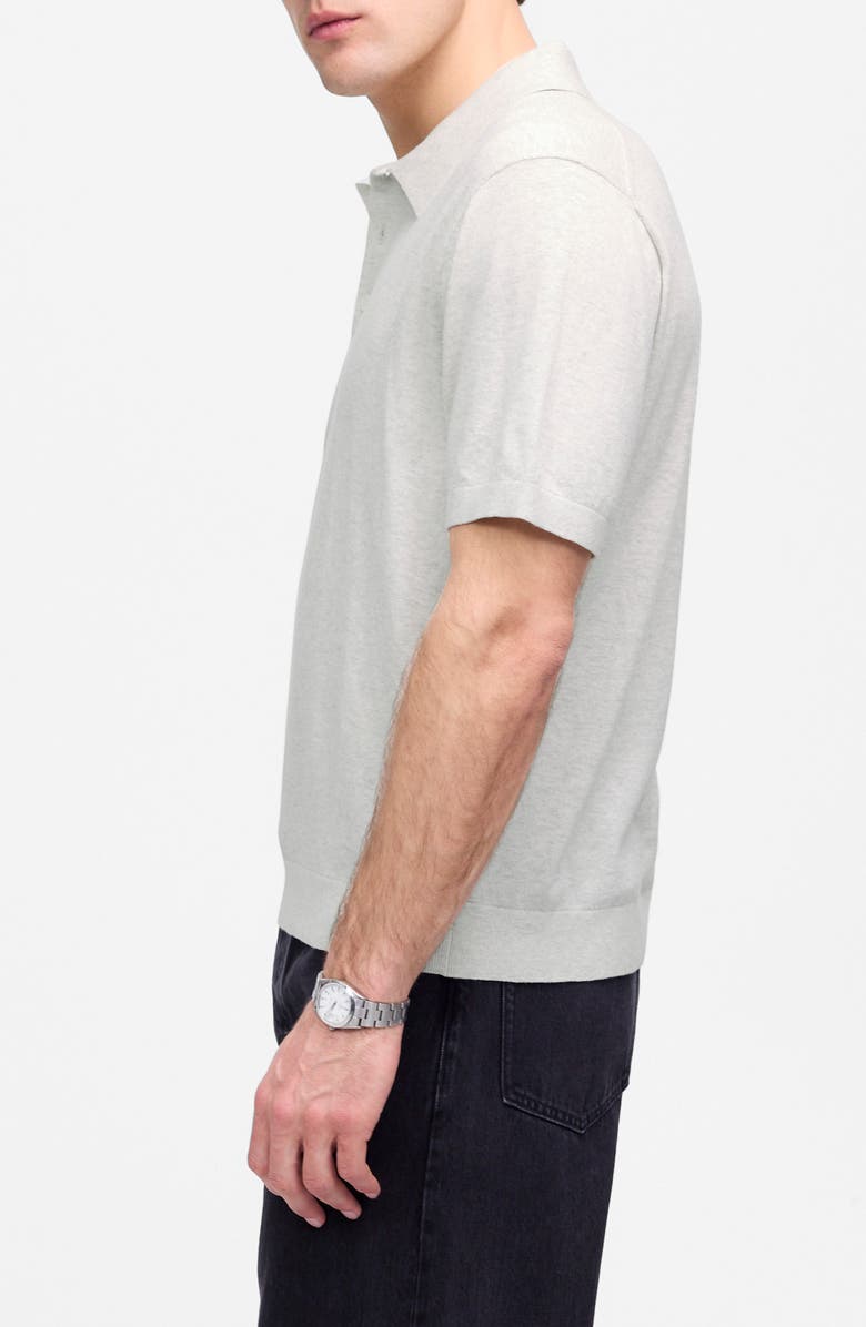 Madewell Heathered Three-Button Polo Sweater, Alternate, color, Heather Oat