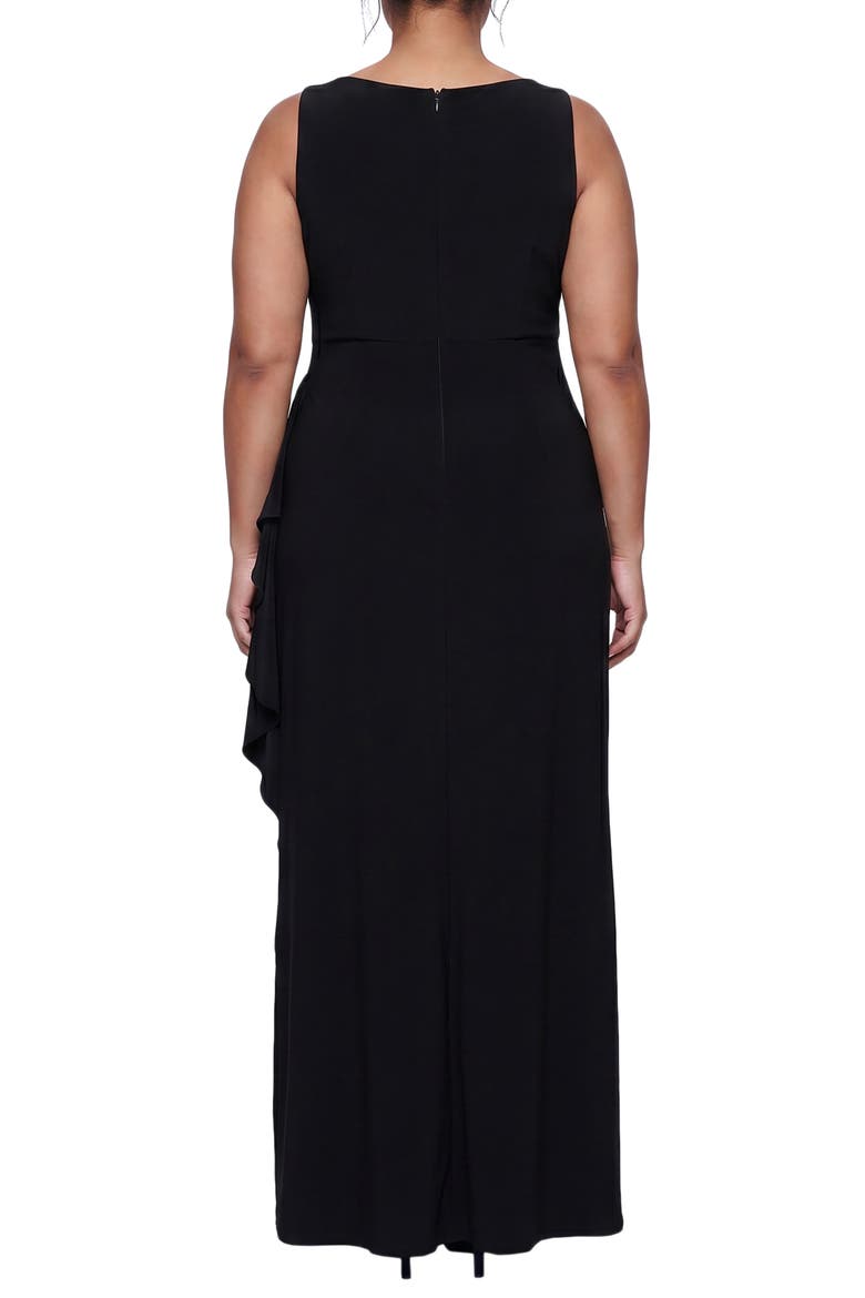 Empire Waist Matte Jersey Gown with Jacket, Alternate, color, BLACK