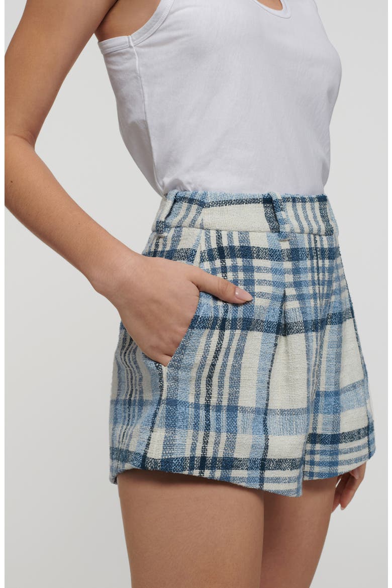 Vadella Plaid Cotton Blend Shorts, Alternate, color, BLUE MULTI