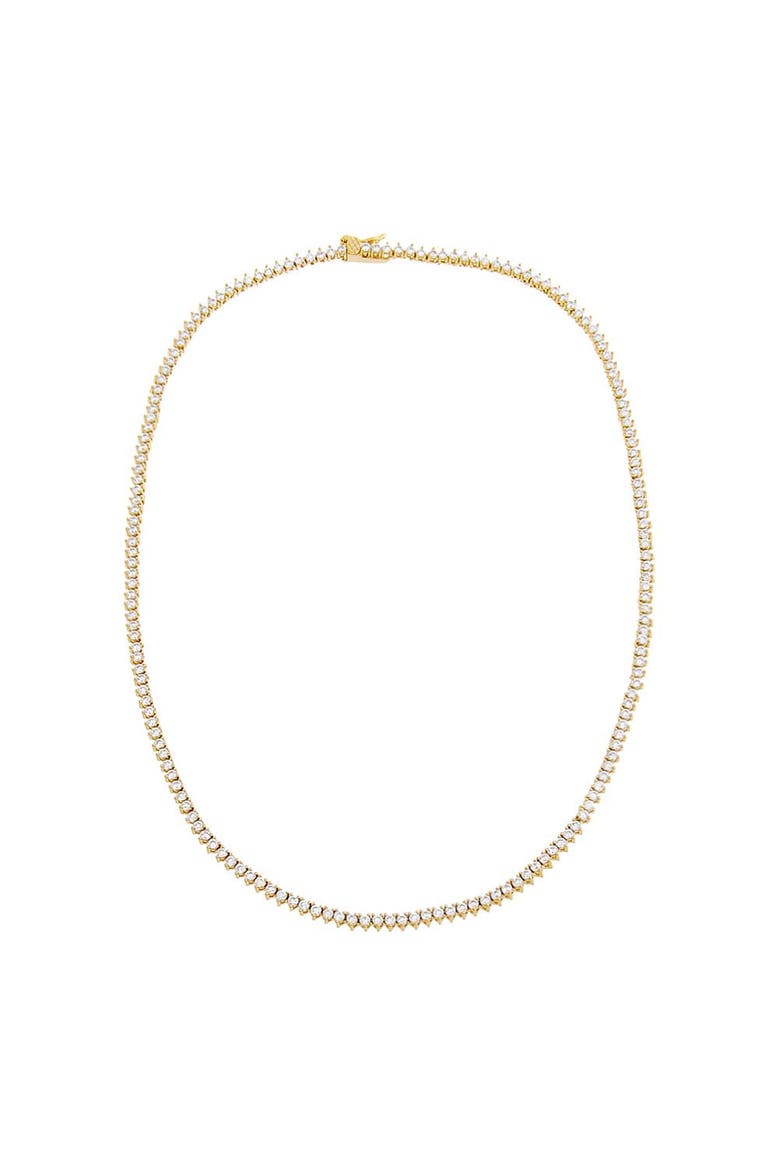 Thin Three Prong Tennis Necklace, Alternate, color, Gold - 16 Inch / 2 MM