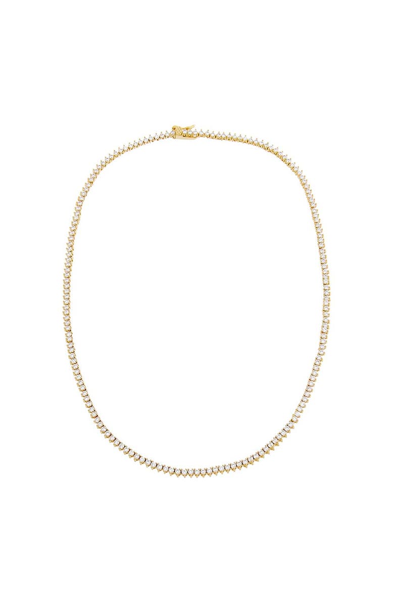BY ADINA EDEN Thin Three Prong Tennis Necklace, Alternate, color, Gold - 18 Inch / 2 Mm