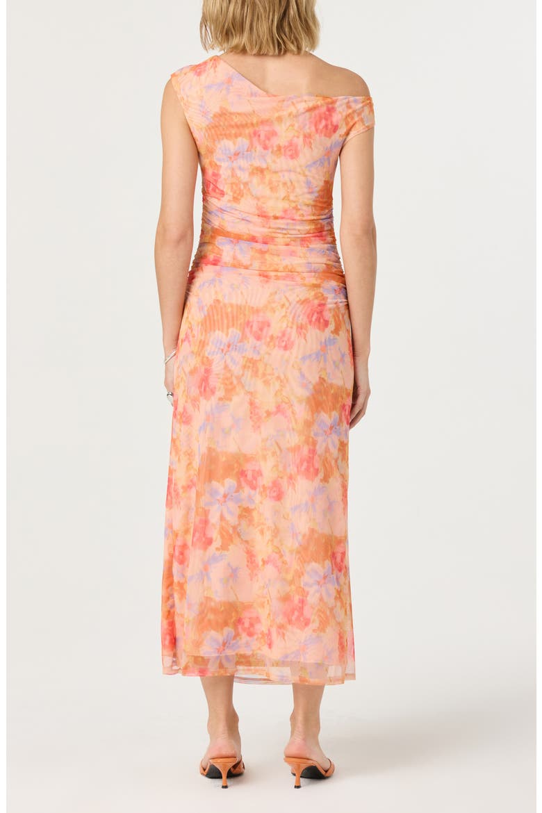 Ruched One-Shoulder Maxi Dress, Alternate, color, ORANGE MULTI FLORAL