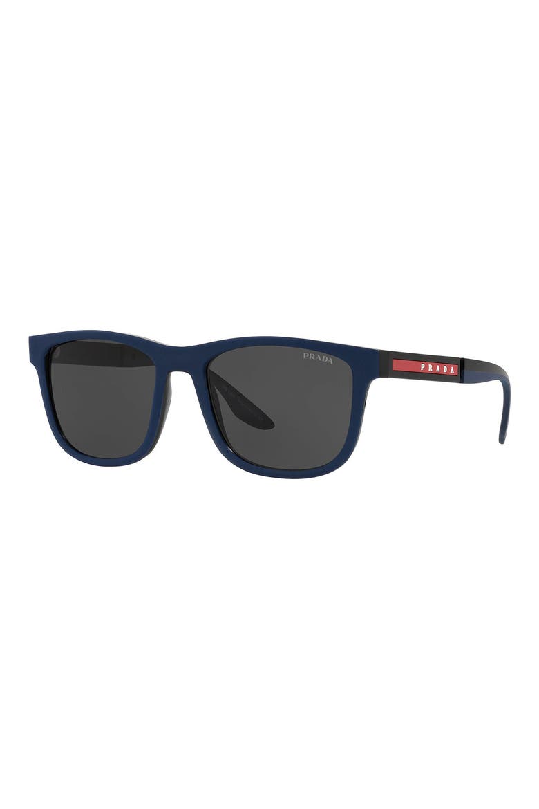 Prada 54mm Square Sunglasses, Alternate, color, NAVY RUBBER/BLACK/DARK GREY