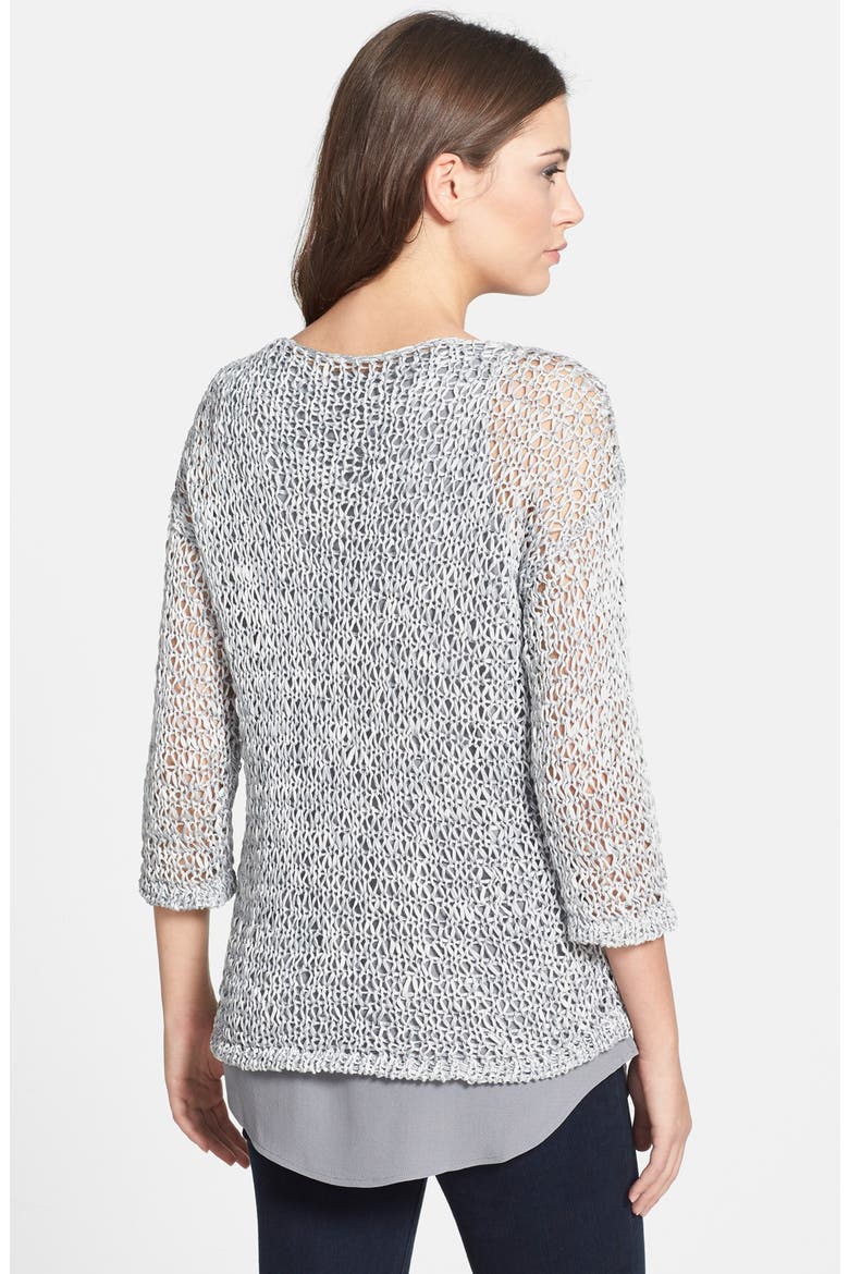 Bateau Neck Open Stitch Sweater, Alternate, color, DARK PEARL