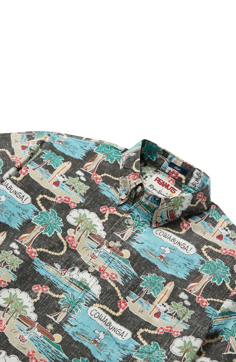 Reyn Spooner Surfin' Snoopy Classic Fit Short Sleeve Button-Down Pullover Shirt, Alternate, color,
