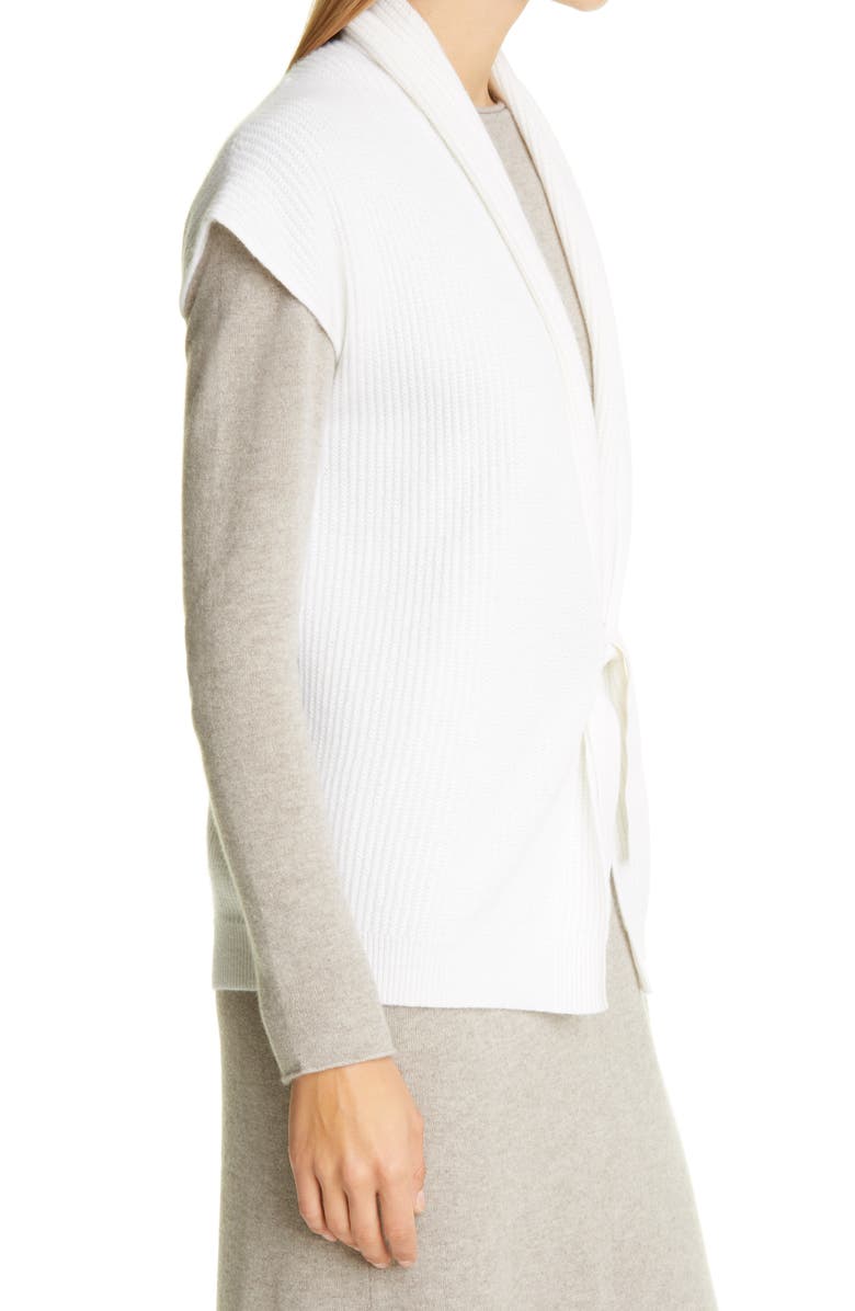 Allude Rib Tie Front Sweater Vest, Alternate, color,