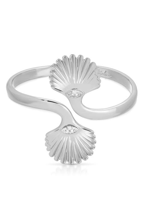 Ettika Santorini Cubic Zirconia Shell Cuff Bracelet In Metallic