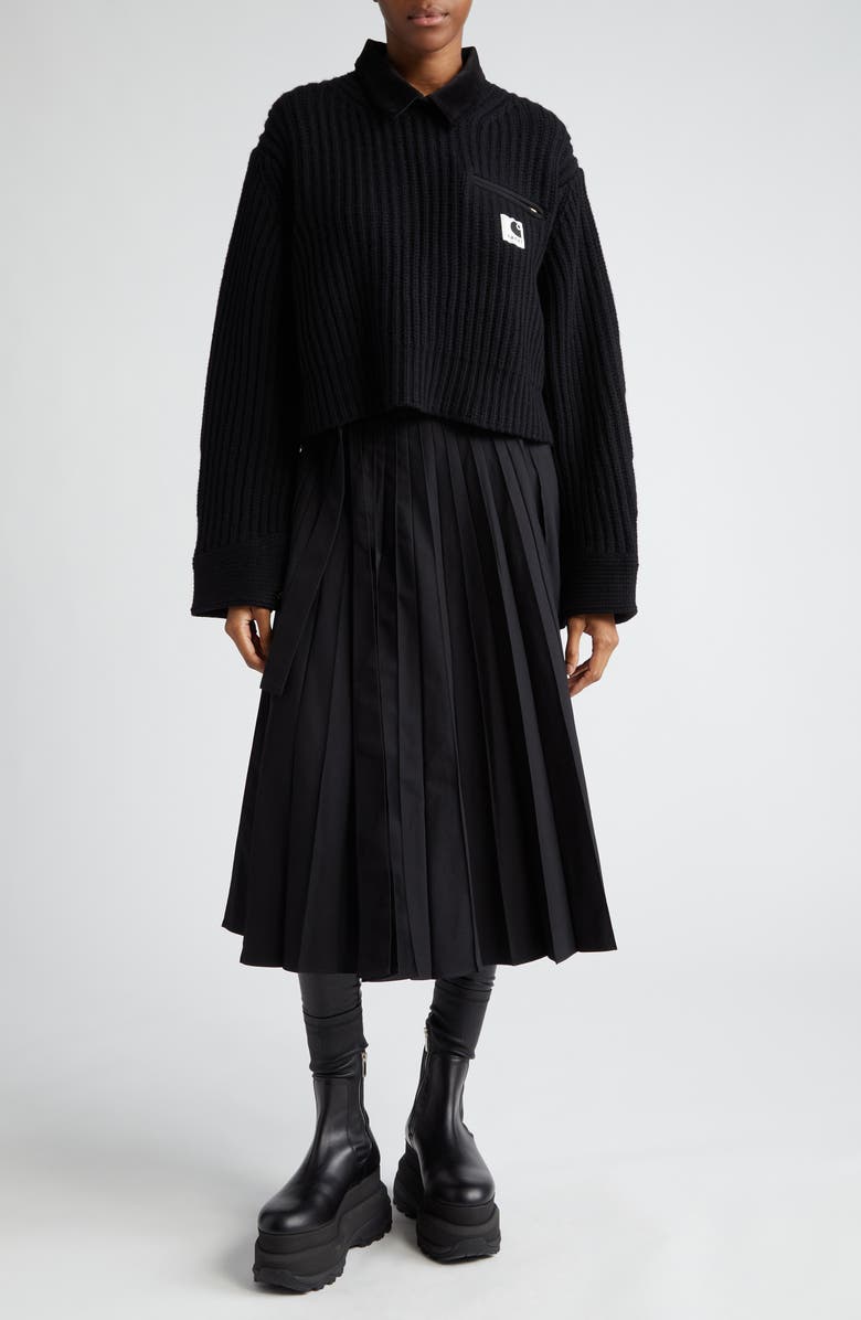 Sacai Carhartt WIP Wool Blend Crop Sweater, Alternate, color,