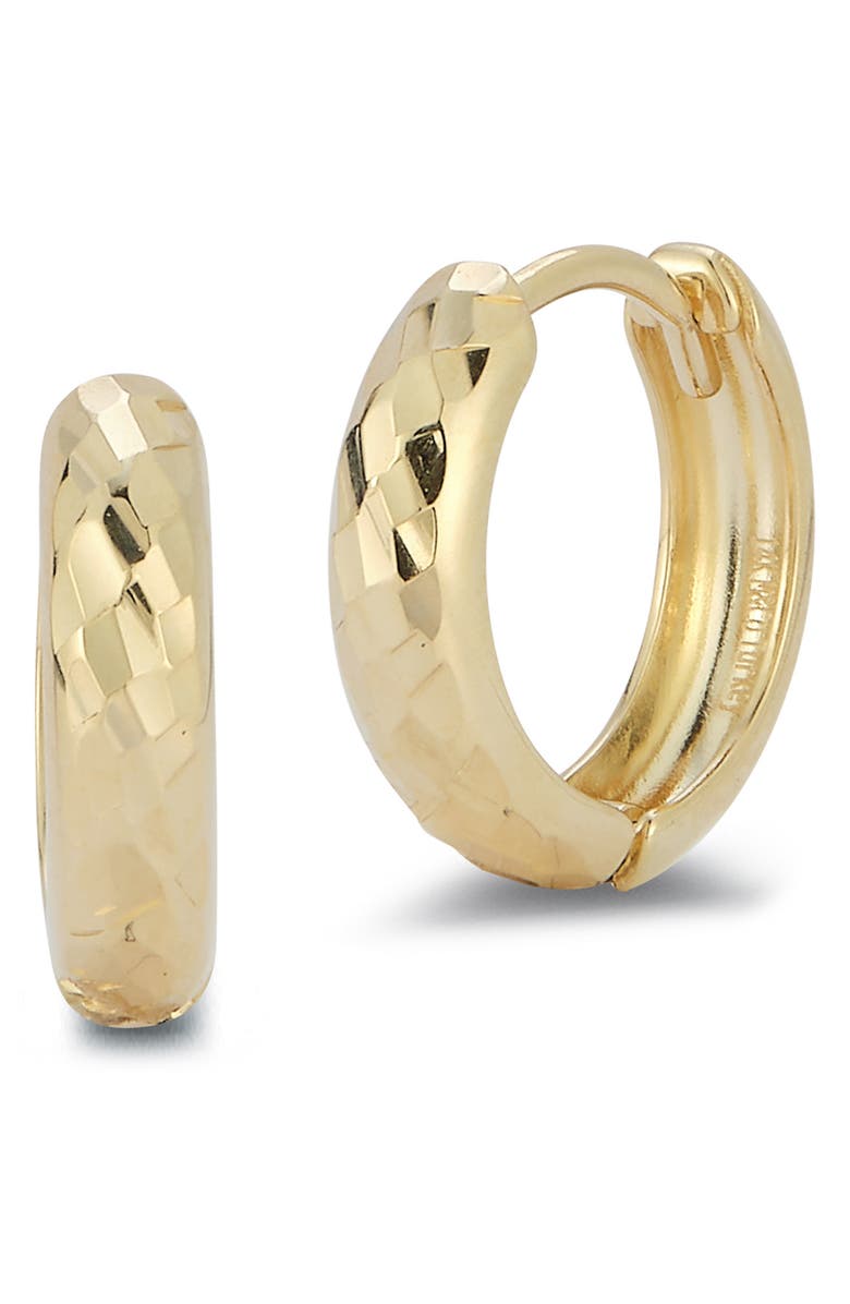 Ember Fine Jewelry 14K Yellow Gold Diamond Cut Huggie Hoop Earrings, Main, color,