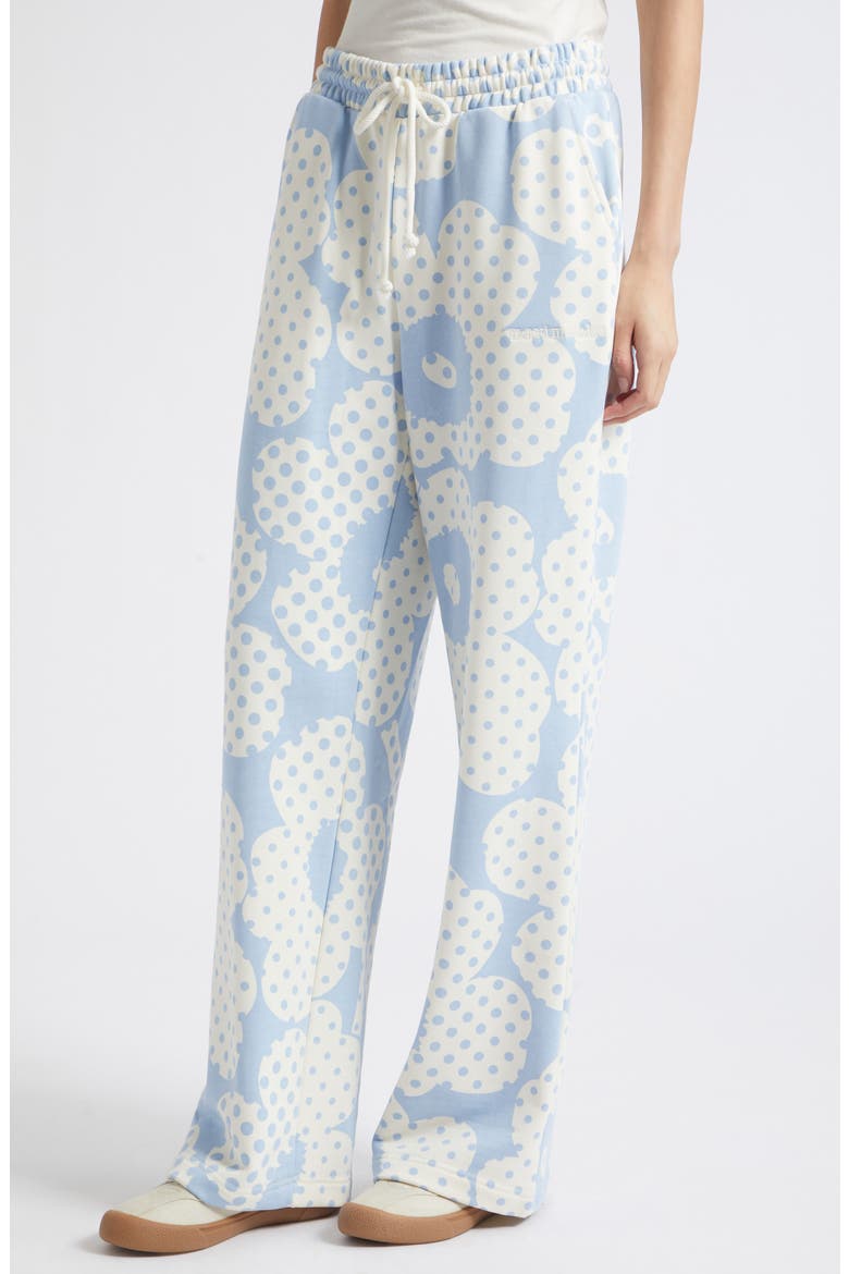 Varet Uniko Kiski Flower Polka Dot Pants, Alternate, color, LIGHT BLUE OFF WHITE
