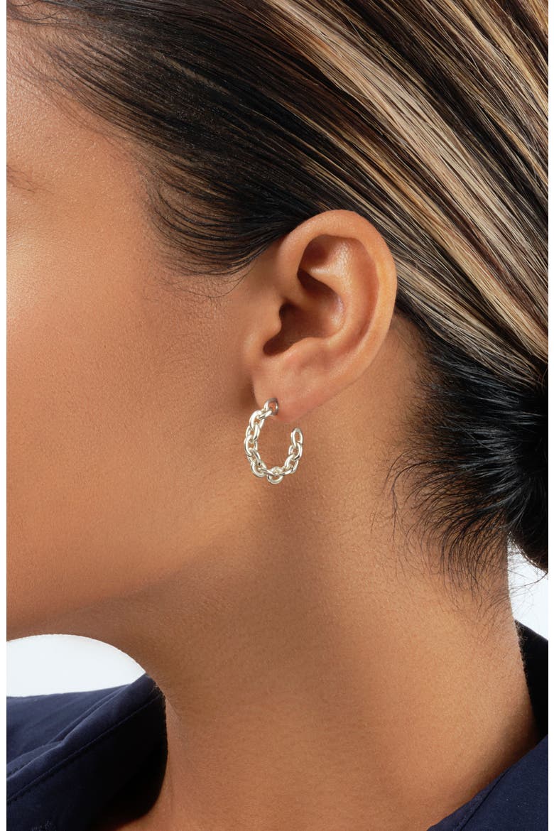 Delicate Chain Hoop Earrings, Alternate, color, SILVER