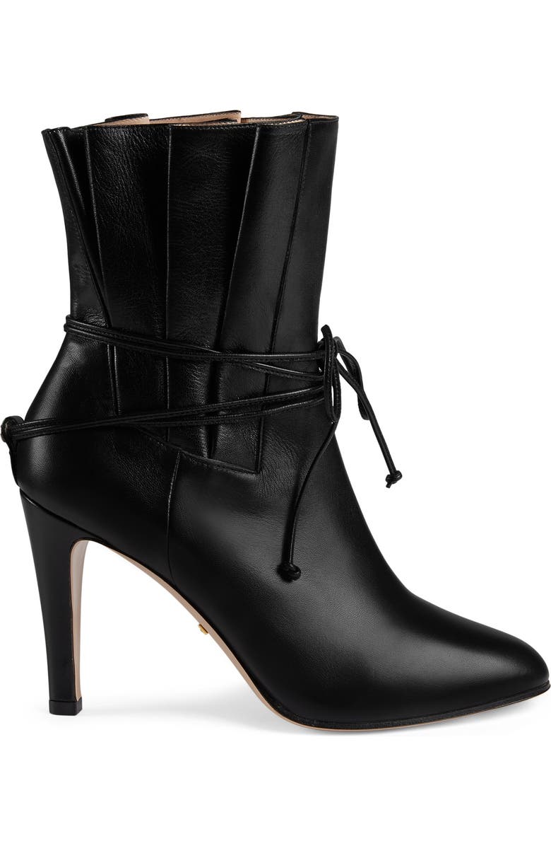 Gucci Indya Pleated Bow Tie Bootie, Alternate, color,