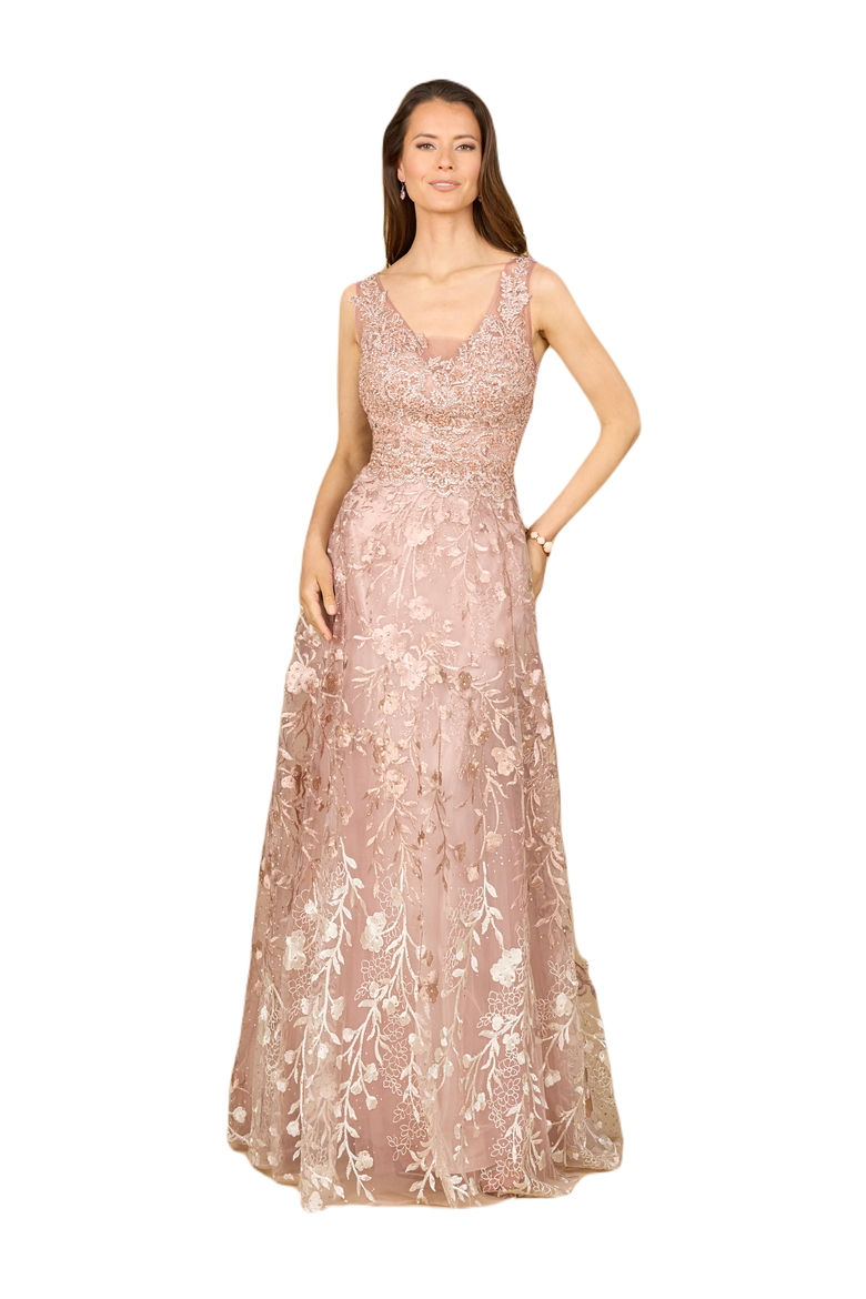 Ombre Lace Ballgown, Main, color, Blush