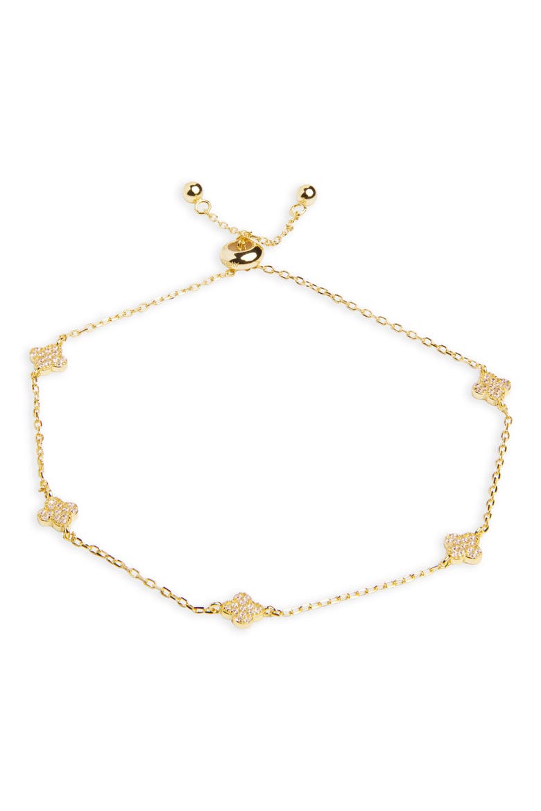 Clover Station Slider Bracelet, Main, color, GOLD