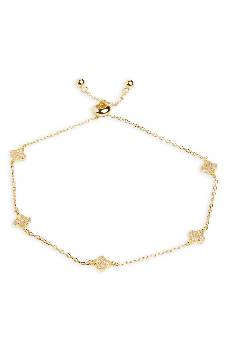 Argento Vivo Sterling Silver Clover Station Slider Bracelet, Main, color, Gold