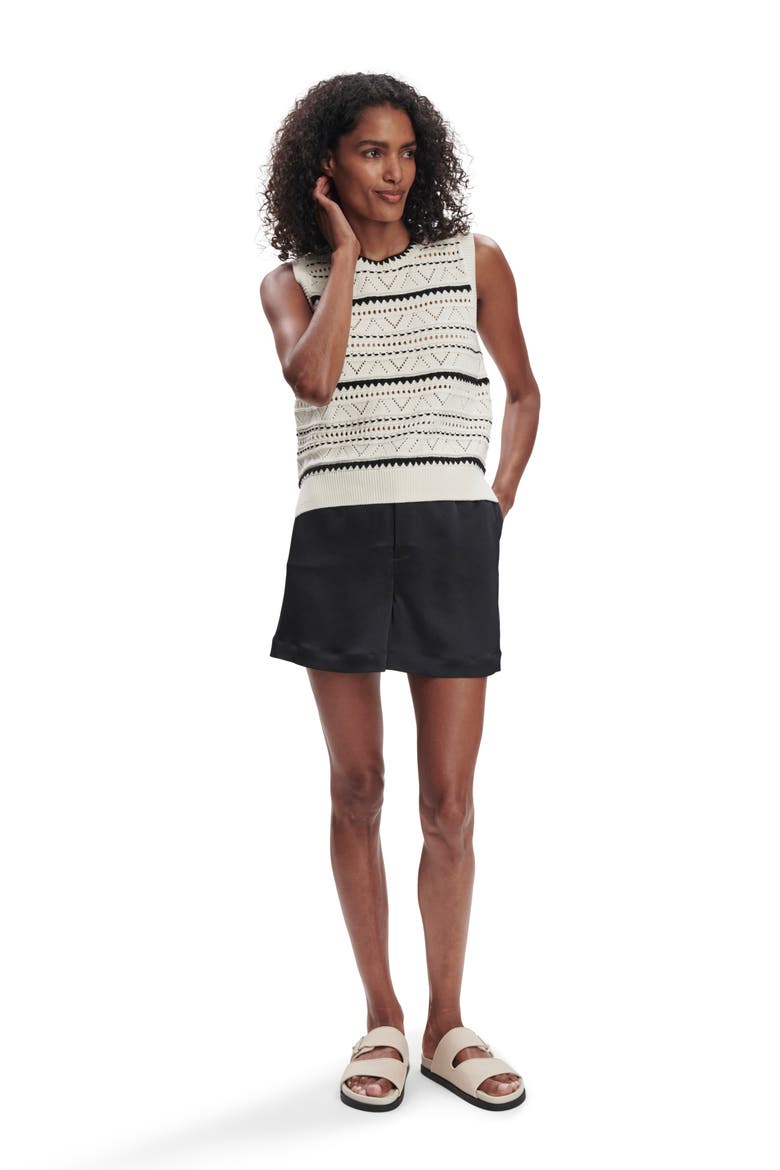 Athena Pointelle Stitch Cotton Sweater Vest, Alternate, color, EGRET