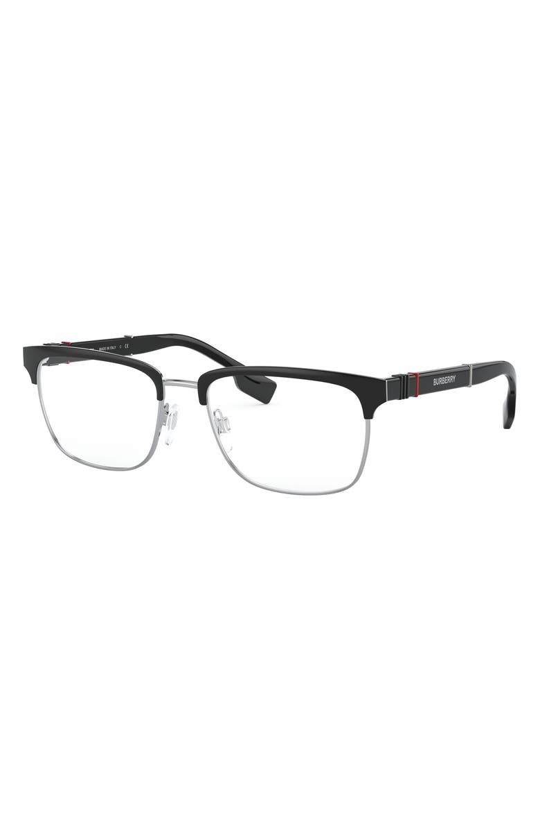 Burberry 55mm Rectangular Optical Glasses, Alternate, color, Black