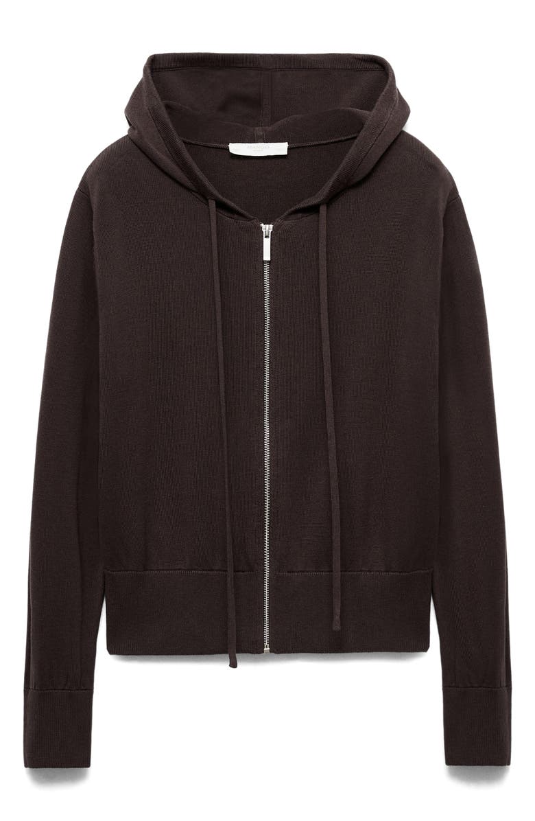 MANGO Front Zip Cardigan Hoodie, Alternate, color, Chocolate