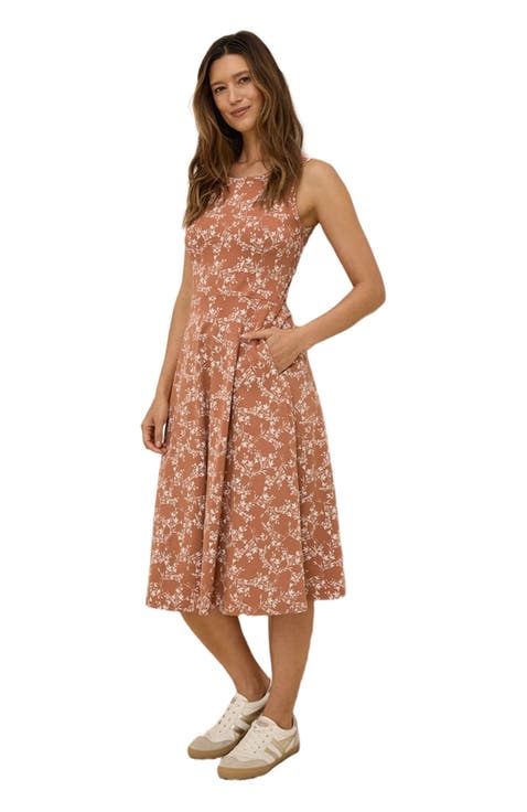 Organic Cotton Fit & Flare Keyhole Back Dress