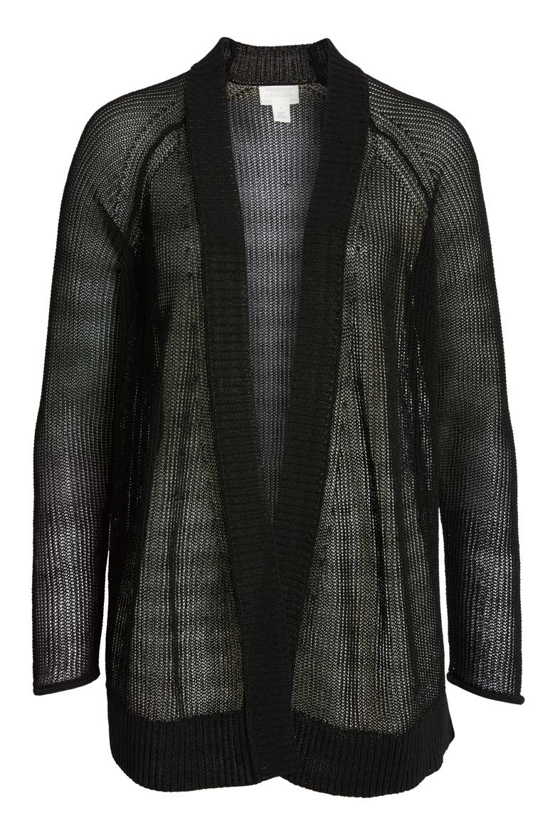 Open Cotton Blend Cardigan, Alternate, color, BLACK