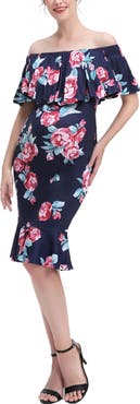 Kimi & Kai Lyra Off the Shoulder Maternity Nursing Mermaid Dress