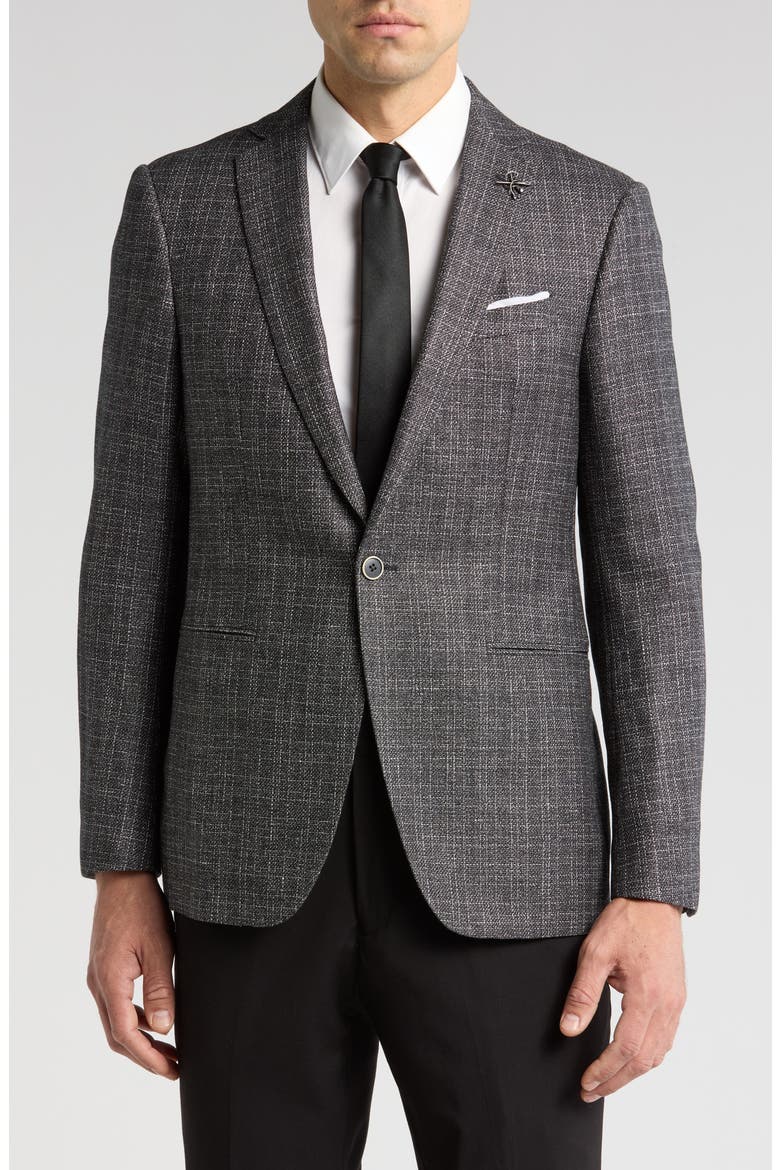 Solid Wool & Linen Sport Coat, Main, color, BLACK/ WHITE