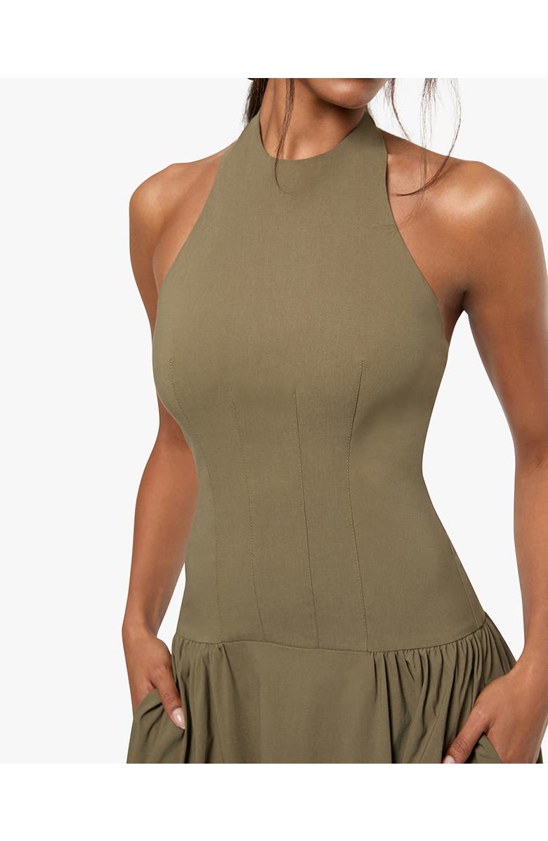 WeWoreWhat Halter Corset Midi Dress, Alternate, color, 