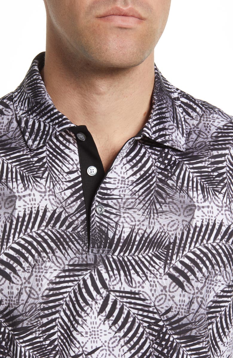 Bugatchi Digital Print Cotton Polo, Alternate, color, Black