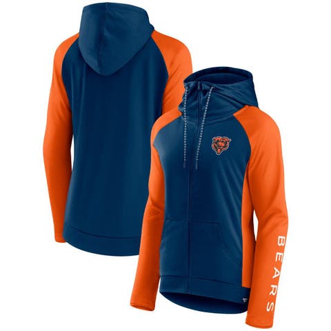 Women's Fanatics Branded Navy/Orange Chicago Bears End Around Lightweight Raglan Full-Zip Hoodie Jacket
