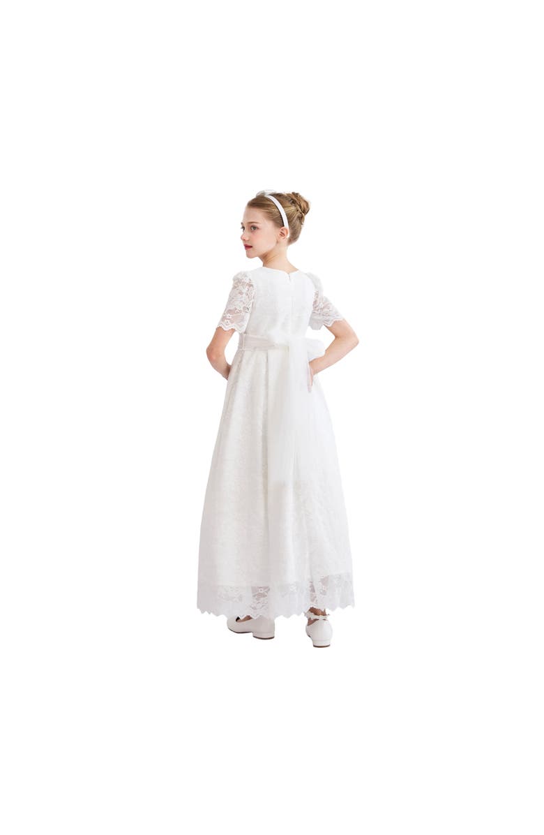Tulleen Belciana Short Sleeve Lace Dress, Alternate, color, White